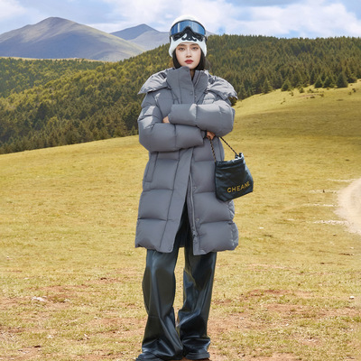 江西共青城羽绒2025年冬保暖95白鸭绒羽绒服女时尚过膝显瘦中长款