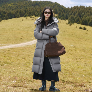 江西共青城羽绒羽绒服女冬季2025新过膝95安心白鸭绒长石墨烯锁温