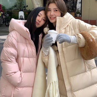 江西共青城羽绒羽绒服女2025新款长款过膝宽松大衣加厚保暖白鸭绒