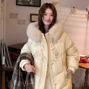 江西共青城羽绒羽绒服女2025冬季新款加厚鸭绒中长款设计感时尚大