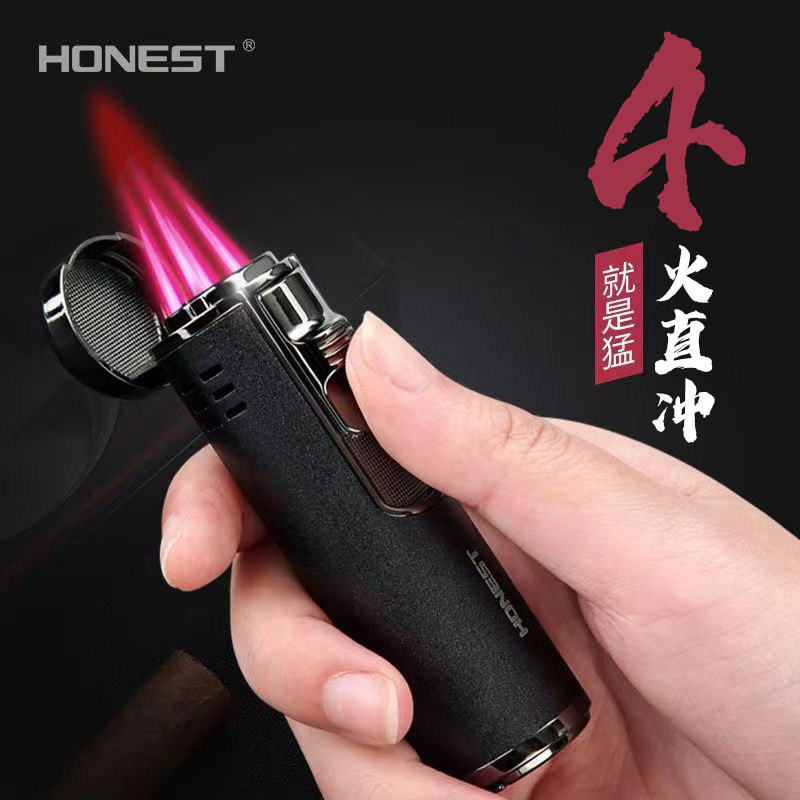 百诚防风打火机可充气创意个性点艾灸蚊香雪茄四直冲打火机中国红