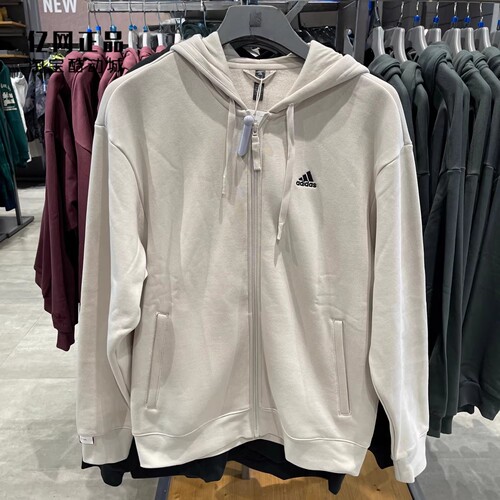 Adidas 阿迪达斯 男款运动休闲加绒保暖针织连帽上衣外套 IV7604