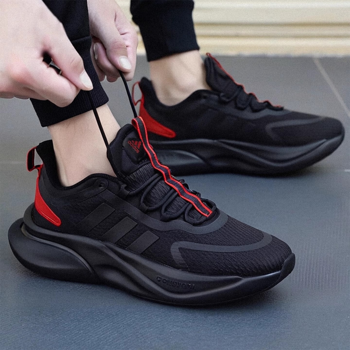 Adidas 阿迪达斯 ALPHABOUNCE+ 男缓震网面透气运动跑步鞋 ID8624