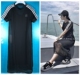 运动休闲长裙 Adidas 女黑色网纱短袖 三叶草 BJ8189 阿迪达斯