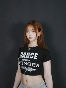 SWINGER原创大印花爵士舞jazz露脐短款插肩T恤上衣服饰辣妹短袖女