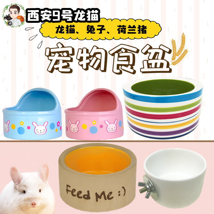 包邮9号家龙猫食盆碗盒具饲料槽陶瓷固定加重防尿翻兔子饭荷兰猪