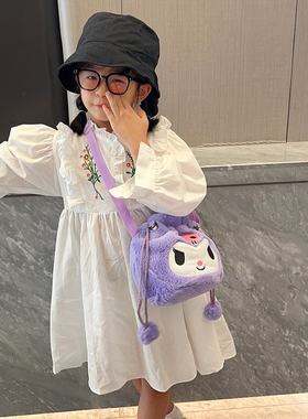 冬季新款毛绒洛丽塔日系玉桂狗手提零钱包库米儿童熊猫斜挎包
