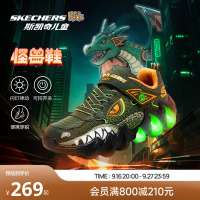 Skechers斯凯奇儿童男秋冬棉鞋青少年运动鞋闪灯怪兽炫酷亮灯靴