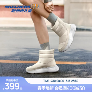 Skechers斯凯奇女靴复古潮流一脚蹬冬靴反毛皮加绒短靴时尚保暖