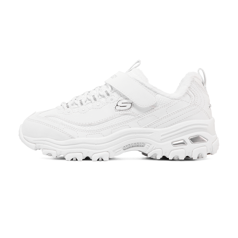 Skechers斯凯奇经典儿童黑白熊猫鞋男女童老爹鞋秋冬款加绒运动鞋