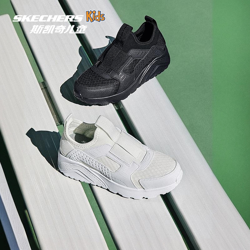 Skechers斯凯奇儿童春秋男童懒人一脚蹬休闲鞋时尚校园运动小白鞋
