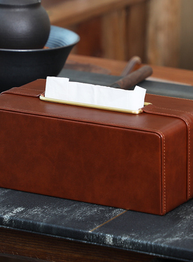 抽纸盒家用客厅纸巾盒创意轻奢风家居简约北欧ins皮质餐巾盒