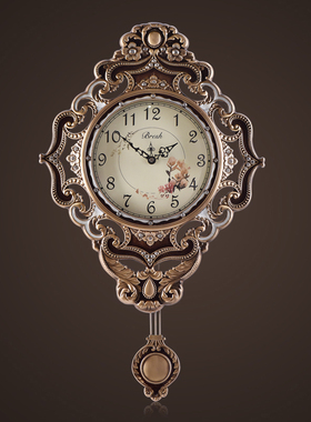 欧式创意客厅黄铜挂钟 个性时尚静音铜时钟潮流艺术石英钟挂表