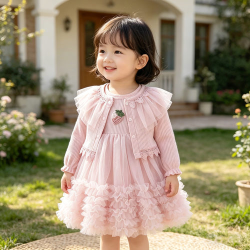 春夏女童公主蓬蓬纱礼服两件套