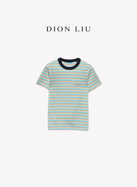DION LIU｜【海盐条纹T】25新款撞色条纹圆领T恤