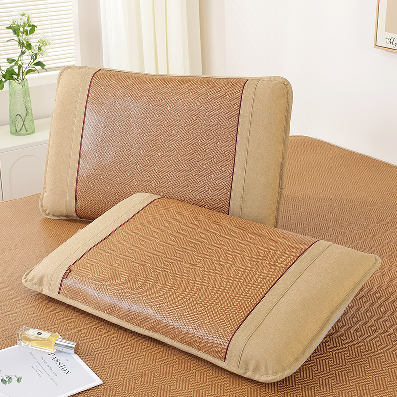 夏天凉席枕套单人夏季藤席枕头套学生成人透气枕芯套子一对装枕席