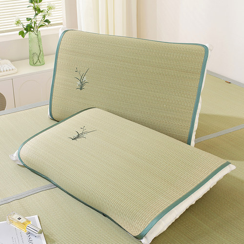 天然成人凉席透气单人枕片蔺草