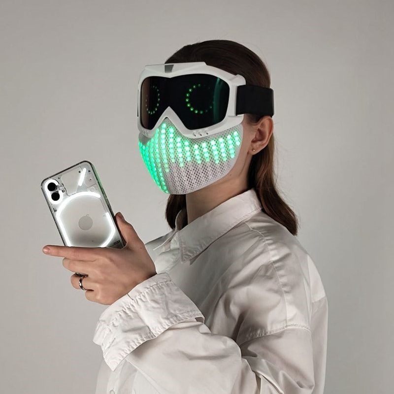 Qudi Mask 智能 LED 发光面具 自定义表情符号 带感情的派对面罩