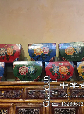 新中式仿古彩绘米斗手绘日进斗金实木招财斗漆器盒复古装饰摆件