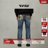 EVISU福神 型牛仔裤 2025秋男士 织锦贴布窄脚锥形版
