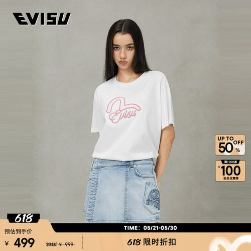 EVISU女士海鸥印花短袖T恤