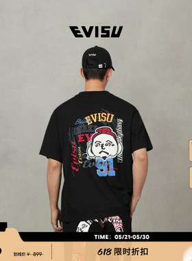 EVISU福神 男士商标印花短袖T恤2EAHTM5TS1168RXCT