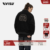 EVISU 福神男士 商标家花烫钻哈灵顿飞行员夹克外套