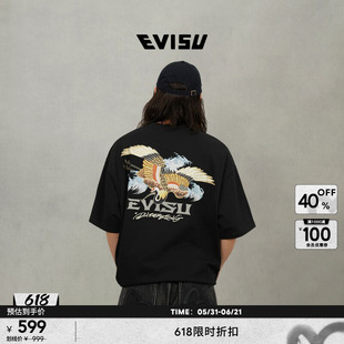 EVISU福神男女商标印花休闲T恤2EAHTM5TS1163LFCT