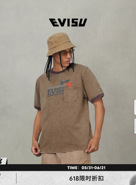 EVISU福神 男工装印花宽版滚边T恤2EAEJM5TS6025RXCT