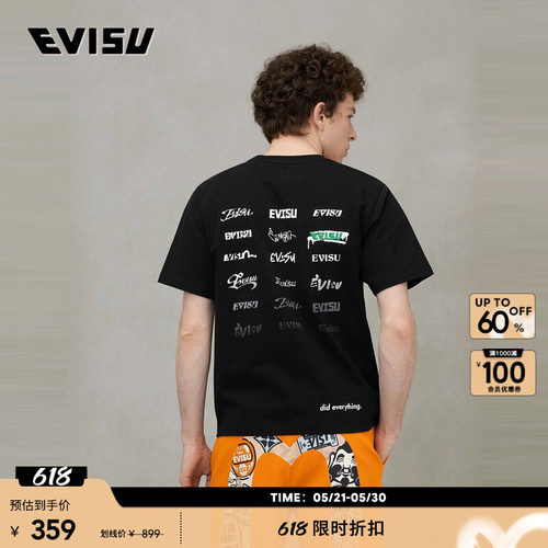 EVISU男士多重商标短袖T恤