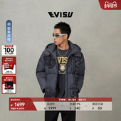 男款 EVISU福神 2025年冬季 商标图案连帽学院风羽绒服夹克外套