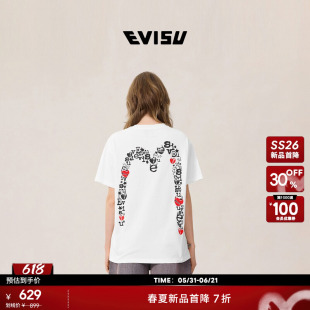 EVISU福神2026年春夏新品女士潮流舒适时尚百搭大M印花短袖T恤