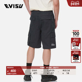 EVISU男士 男 短裤 标语刺绣休闲潮流时尚 百搭纯棉直筒多口袋工装
