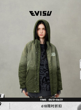 EVISU福神女士商标和口号刺绣加厚外套2EAHTW5JK4046FFYQ