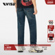 海鸥贴布刺绣运动休闲标准直筒牛仔裤 EVISU 男士