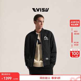 【同价双11】EVISU福神 2026秋新品男商标和口号印花休闲夹克外套