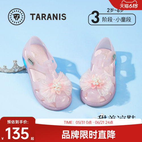 泰兰尼斯闪灯凉鞋公主果冻水晶鞋