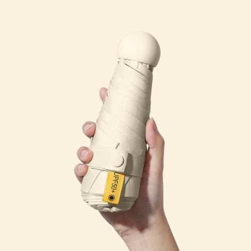 胶囊超轻五折黑胶六骨遮阳伞