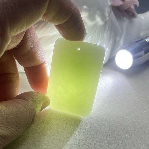 西安蓝田玉平安无事牌鸭蛋青吊坠