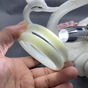 兵马俑同款 带证书 活玉西安蓝田玉手镯一级细料汉白玉镯子时尚 女款