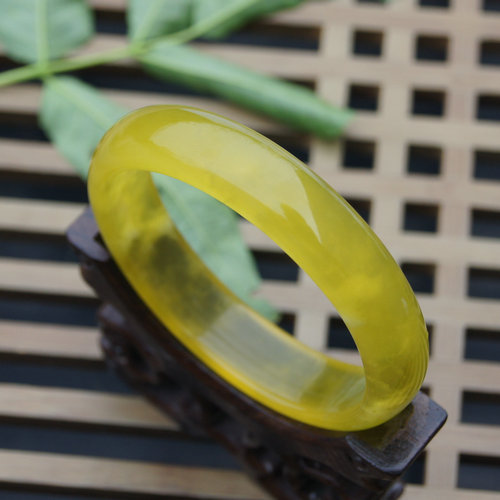 正品黄金玉手镯纯天然蓝田玉手镯女款圆条黄玉手镯兵马俑同款玉镯