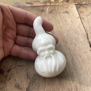 天然蓝田玉汉白玉寿星手把件男生随身招财把玩物件男女文玩带证书