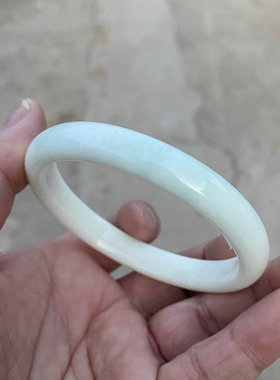 陕西蓝田玉手镯湖蓝绿色女款加厚玉镯一级细料活玉62mm内径带证书