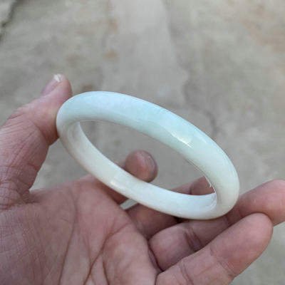 陕西蓝田玉手镯湖蓝绿色女款加厚玉镯一级细料活玉62mm内径带证书