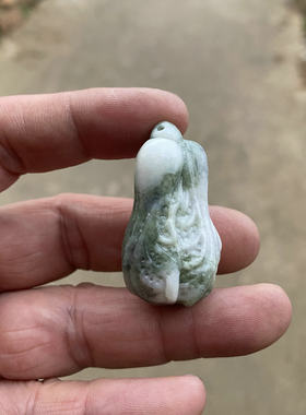陕西蓝田玉白菜吊坠百财聚来带证