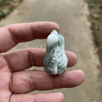 陕西蓝田玉白菜吊坠百财聚来带证