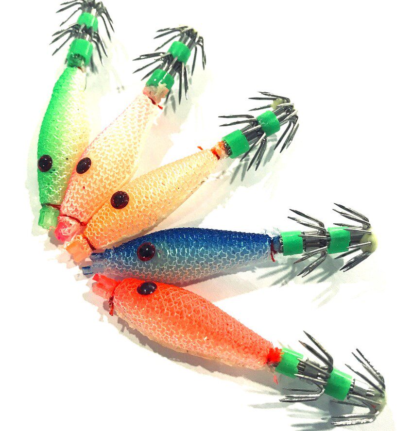 夜光5个小乌贼钩鱿鱼钩夜光鱼钩荧光鱿鱼钩章鱼小钩墨鱼钓尤鱼钓