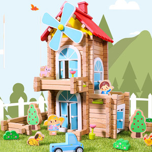 木玩世家榫卯积木小屋房子中国古建筑结构角楼diy儿童益智玩具