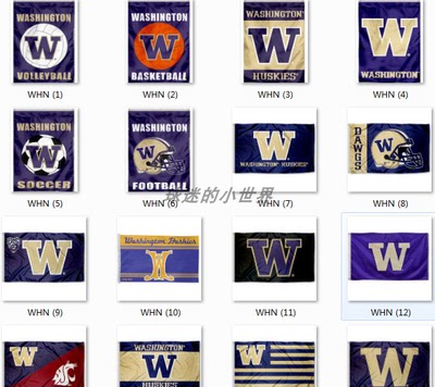 Washington Huskies Flag华盛顿大学爱斯基摩犬队球迷装饰旗帜