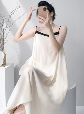 自带胸垫吊带睡裙女款夏季年轻人棉绸睡衣女2026新款人造棉连衣裙